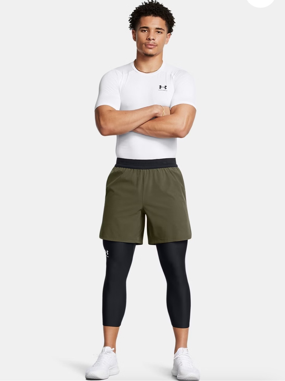 Under Armour black mens compression 3/4 legging heat gear size L new